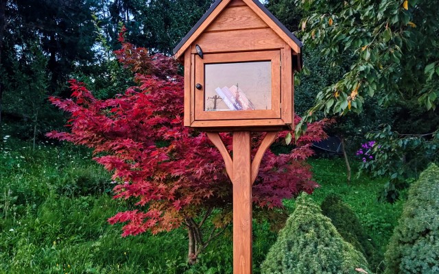 Drewniana biblioteczka plenerowa – mała forma, wielka funkcja przy szkole